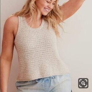 Aerie Open Chunky Knit Tank Top Beige Size Medium